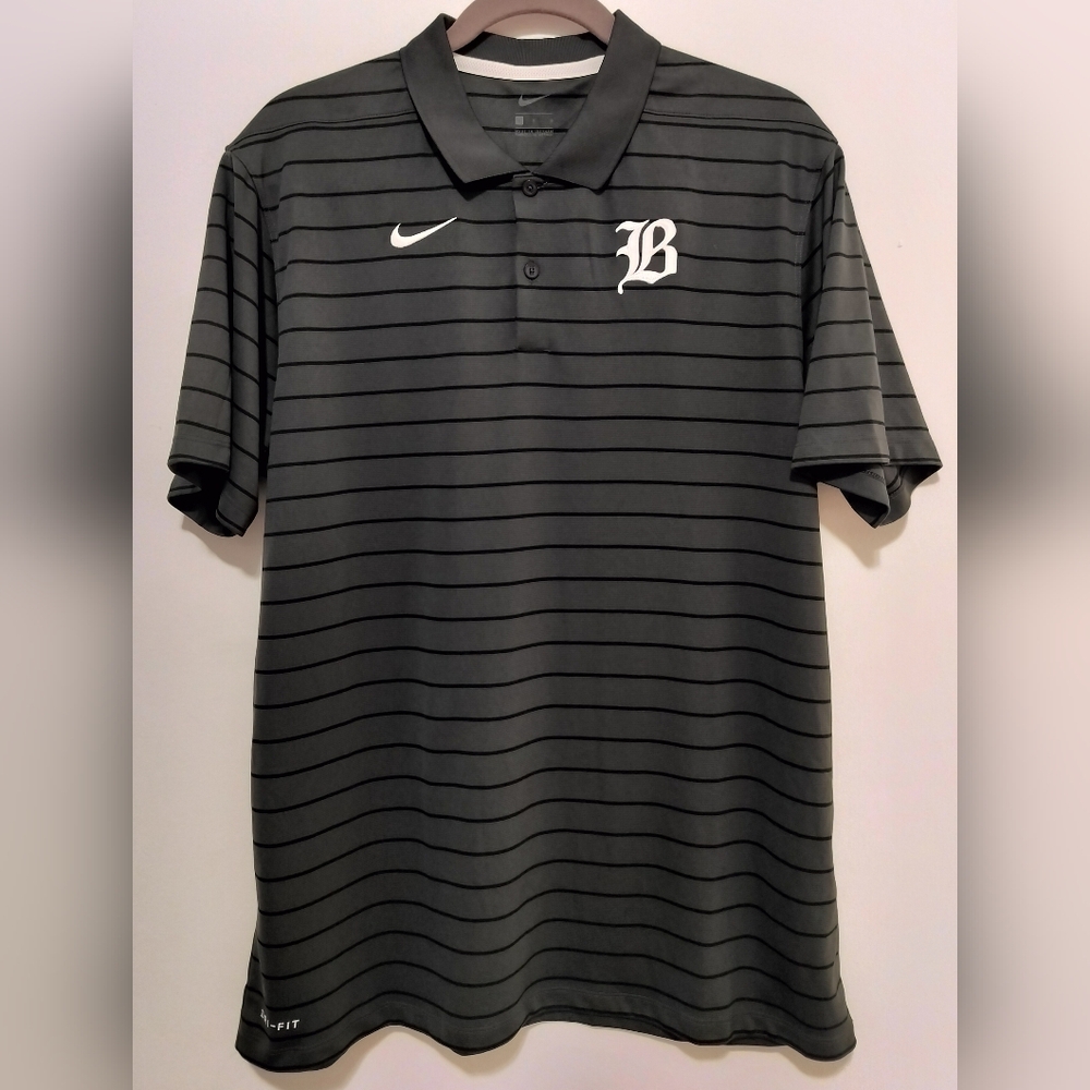 NWT Nike Men's Dark Gray Striped Polo Shirt L